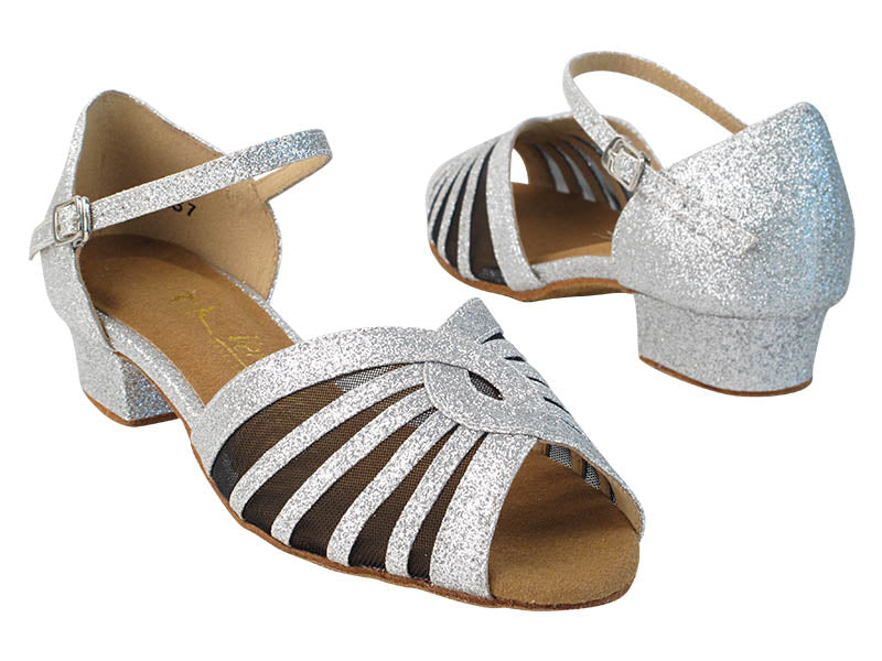 2719FT 10 Silver Stradust_Black Mesh with 1 inch Women Heel in the photo