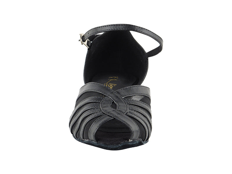 2719FT Black Leather_Black Mesh with 1" Flat Heel in the photo