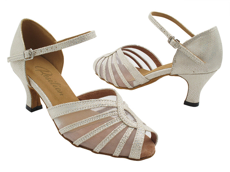 2719 323 White Gold Diamond Velvet_White Mesh with 2.5" Heel (2899) in the photo