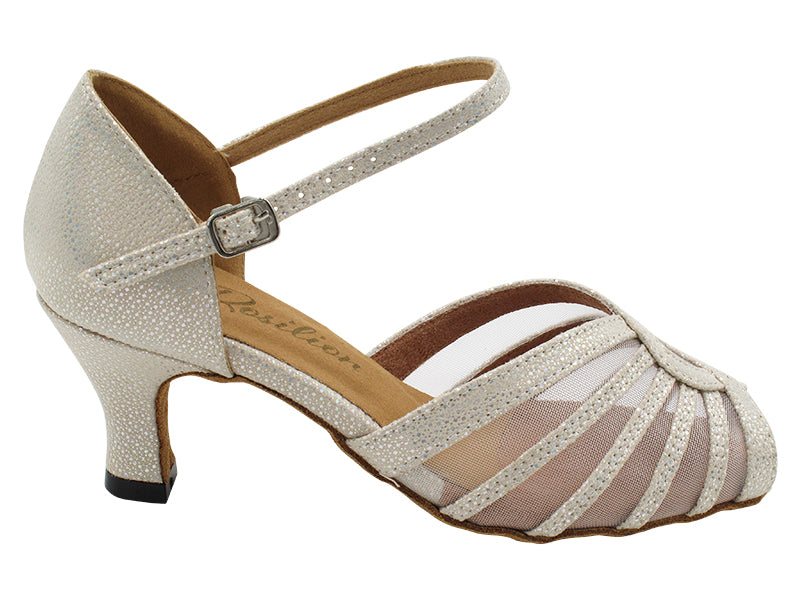 2719 323 White Gold Diamond Velvet_White Mesh with 2.5" Heel (2899) in the photo