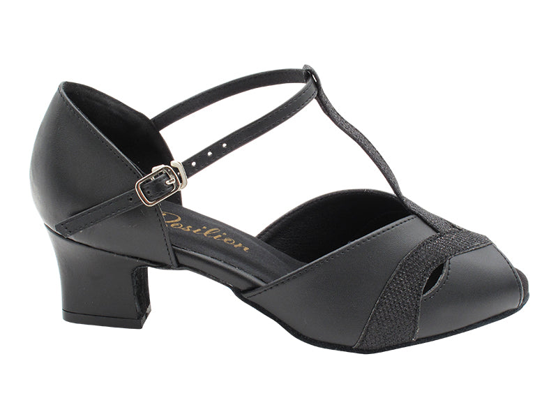 2720 Black Leather _273 Black Glitter Trim with 2" TC Heel (3149) in the photo