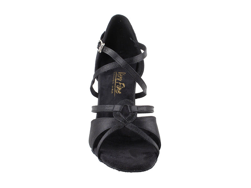 2737LEDSS Black Satin with 3" slim heel in the photo