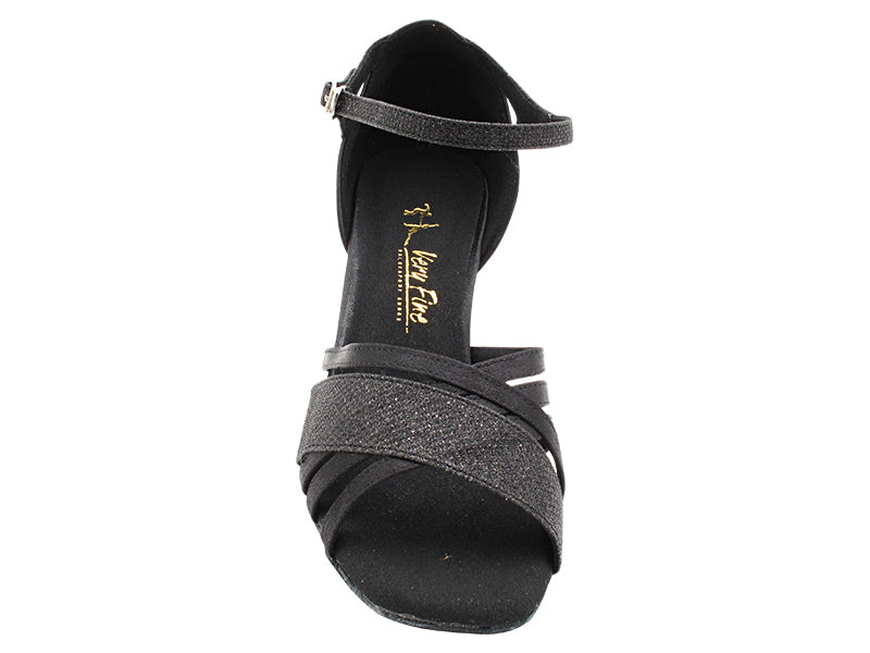 2770LEDSS Black Glitter Satin & Black Satin with 2.5" Heel (2899) in the photo