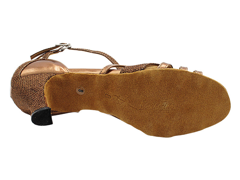 2770LEDSS Copper Glitter Satin & Dark Tan Copper with 2.5" Heel (2899) in the photo