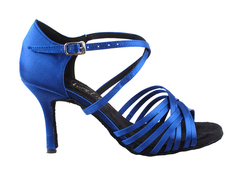 2784LEDSS Blue Satin with 3" slim heel in the photo