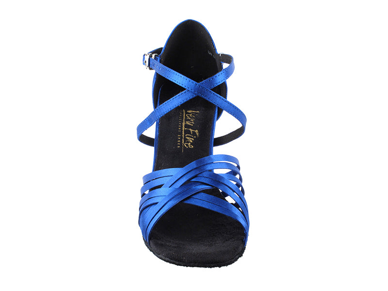 2784LEDSS Blue Satin with 3" slim heel in the photo