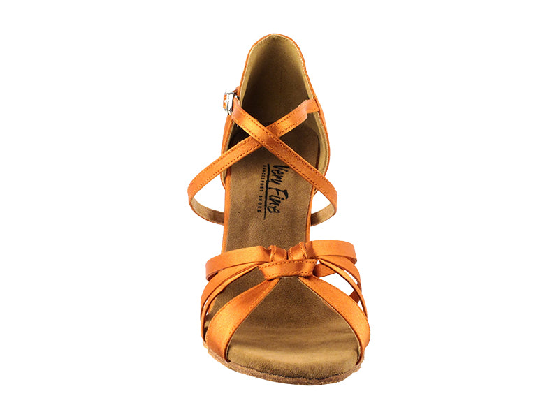 2791LEDSS Dark Tan Satin with 3" slim heel in the photo