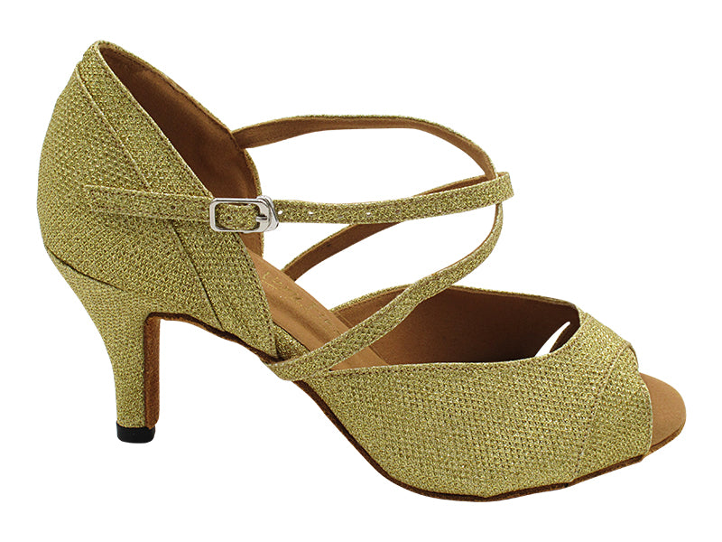2828LEDSS 031 Light Gold Glitter Satin with 2.75 INCH STILETTO HEEL (385) in the photo