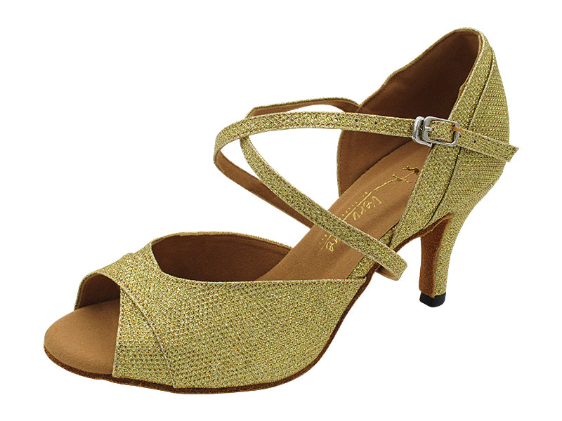 2828LEDSS 031 Light Gold Glitter Satin with 2.75 INCH STILETTO HEEL (385) in the photo