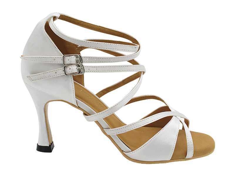 2829DXLEDSS White Satin with 3" Flare Heel (5059) in the photo
