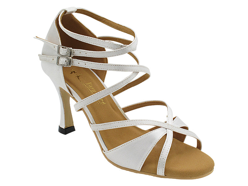2829DXLEDSS White Satin with 3" Flare Heel (5059) in the photo