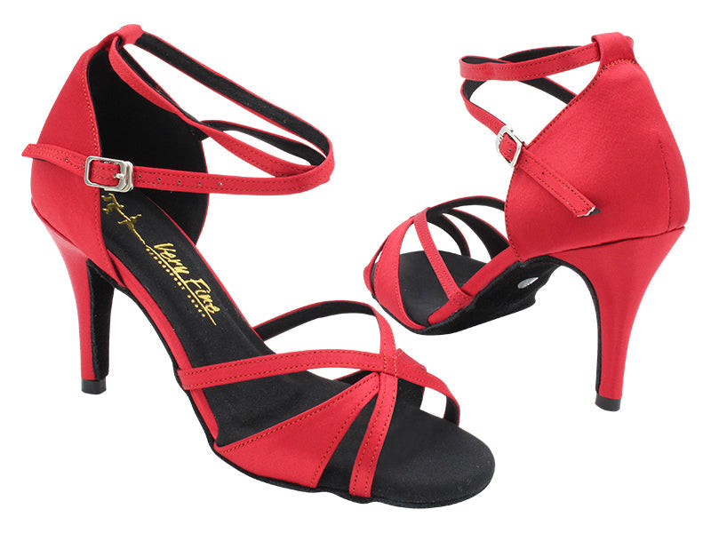 2829LEDSS 94 Burgundy Red Wine Satin with 3" STILETTO HEEL (428) in the photo