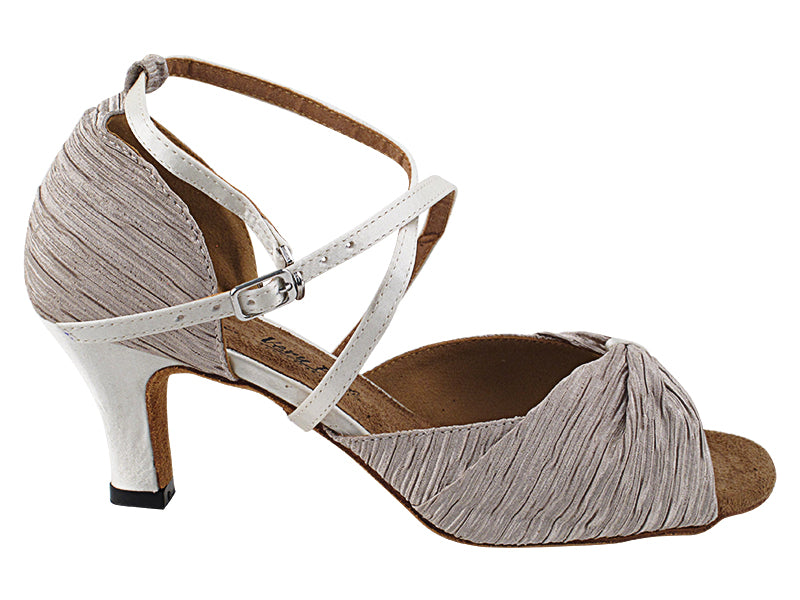 2830LEDSS Creamy White Satin with 2.5" low heel in the photo