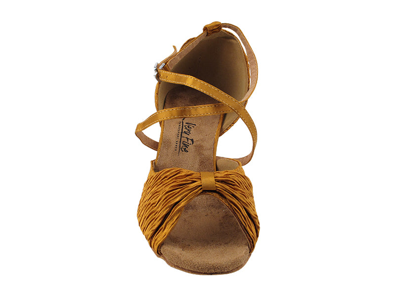 2830LEDSS Dark Tan Satin with 2.5" low heel in the photo