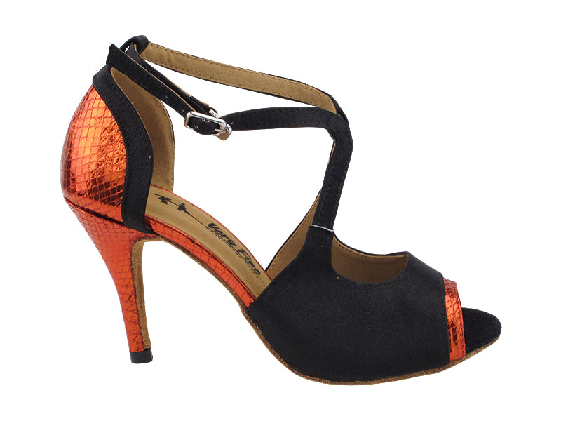 2831LEDSS Red Snake & Black Satin Trim with 3.5" STILETTO HEEL (575) in the photo