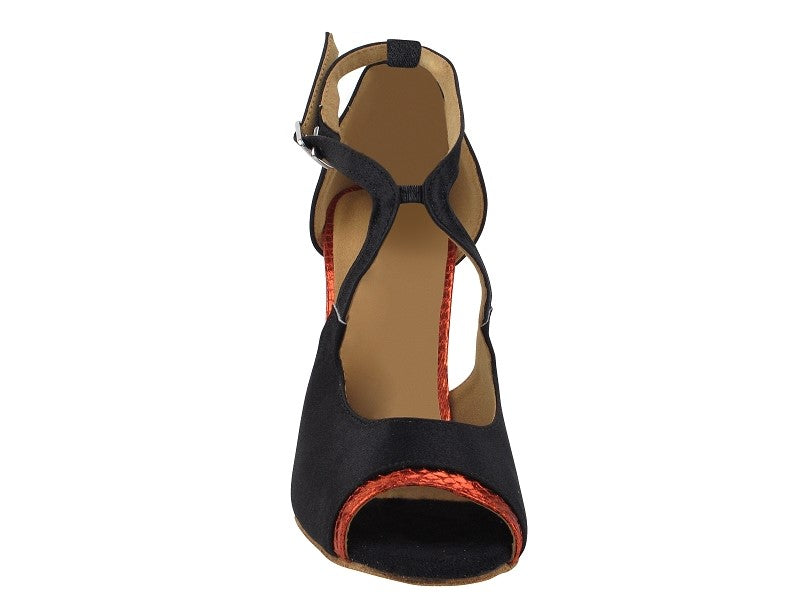 2831LEDSS Red Snake & Black Satin Trim with 3.5" STILETTO HEEL (575) in the photo