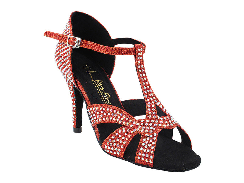 2839Bling Red Glitter Satin with 3.5" Stiletto Heel (575) in the photo