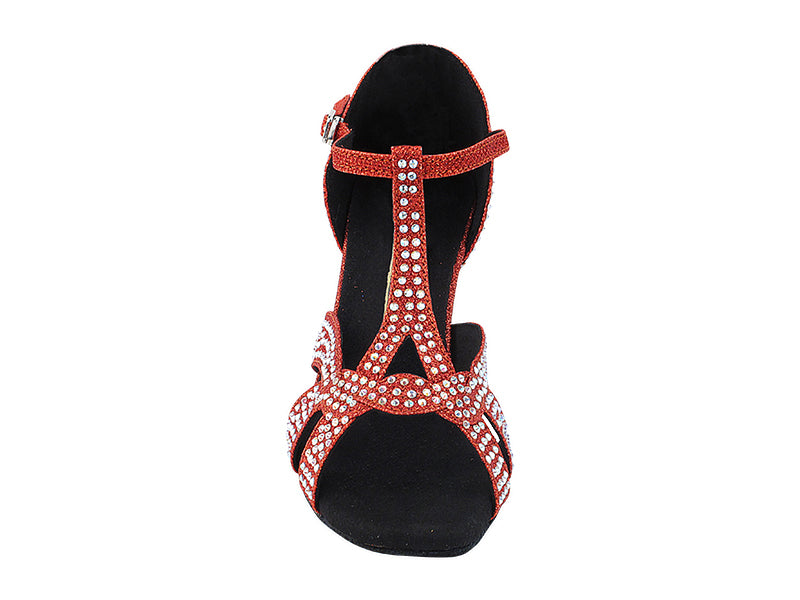 2839Bling Red Glitter Satin with 3.5" Stiletto Heel (575) in the photo