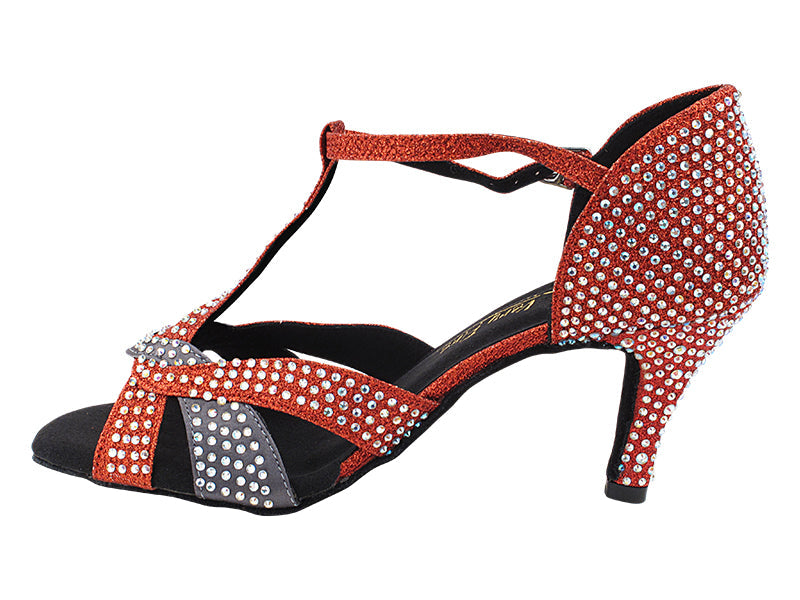 2839Bling 074 Red Satin & 079 Grey Satin_FMS with 3" Stiletto Heel (428) in the photo