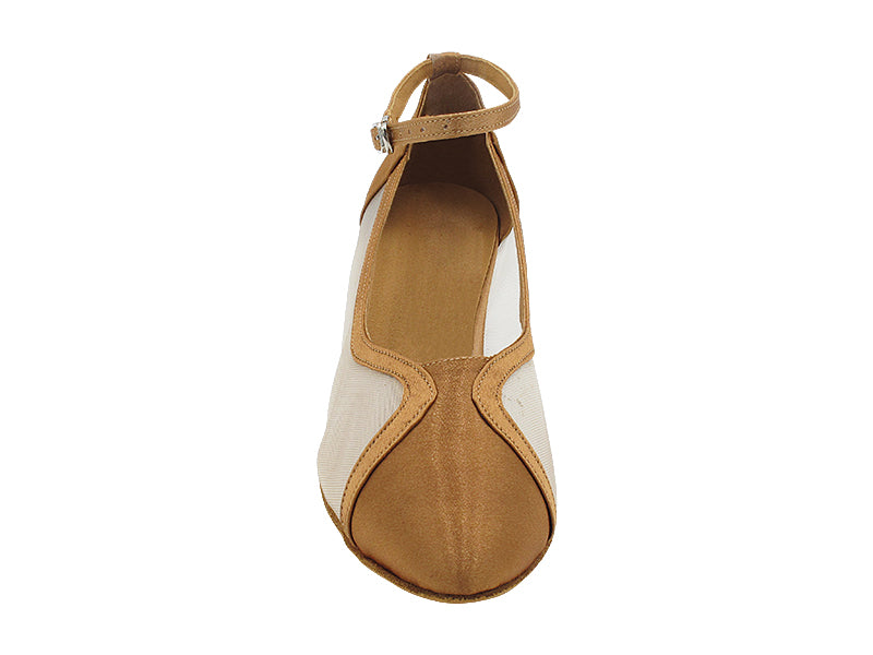 2899LEDSS Brown Satin & Flesh Mesh with 2.5" Heel (2899) in the photo