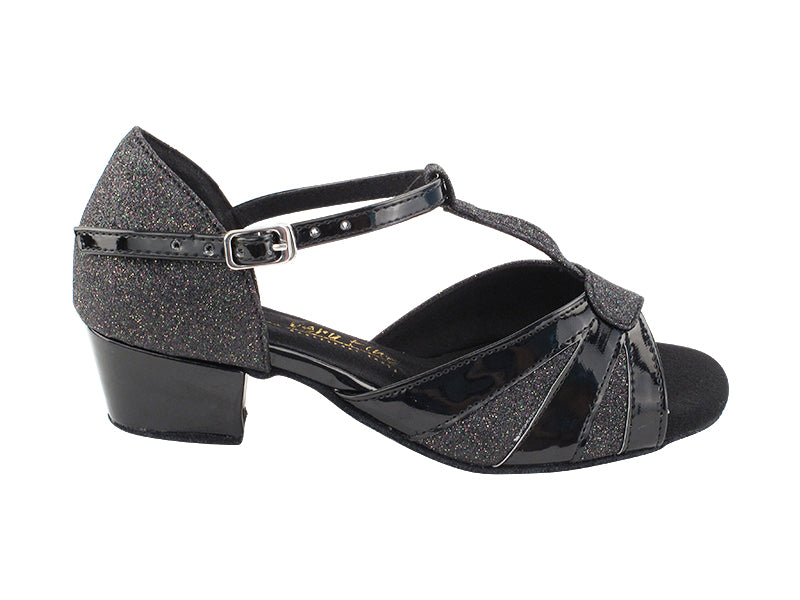 2901GLEDSS Black Glitter & Black Patent with 1.5" heel in the photo