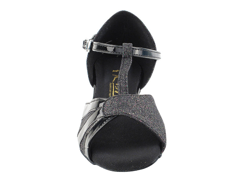 2901GLEDSS Black Glitter & Black Patent with 1.5" heel in the photo