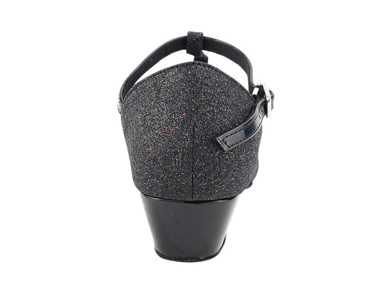 2901GLEDSS Black Glitter & Black Patent with 1.5" heel in the photo