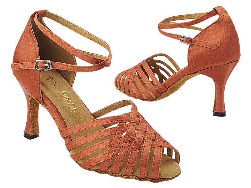 2912LEDSS Dark Tan Satin 3" Heel (5059) in the photo