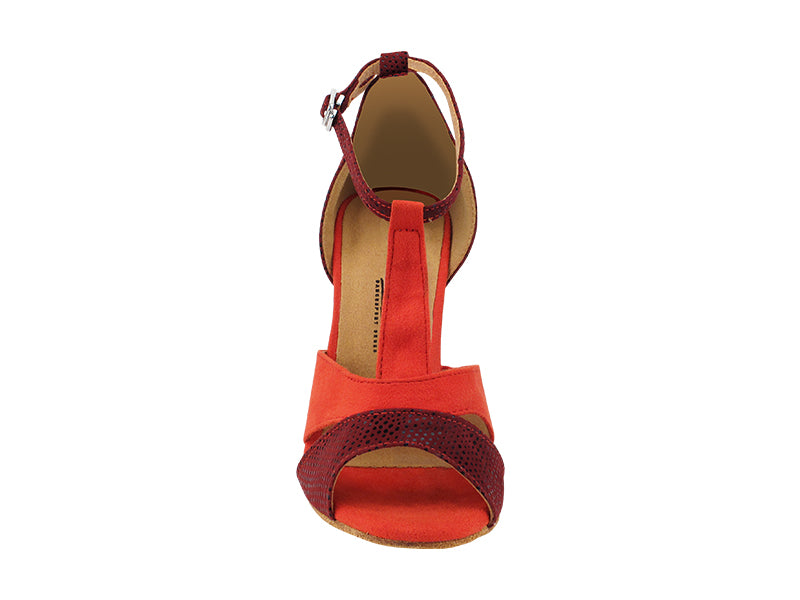 2913LEDSS Red Suede  &  Illusion Burgundy Velvet with 3.5" STILETTO HEEL (575) in the photo