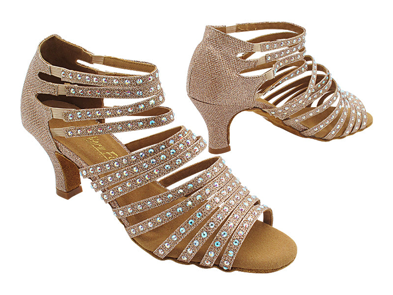 2934Bling Champagne Glitter Satin with 2.5" Heel (2899) in the photo