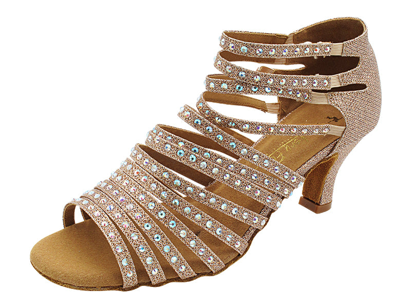 2934Bling Champagne Glitter Satin with 2.5" Heel (2899) in the photo