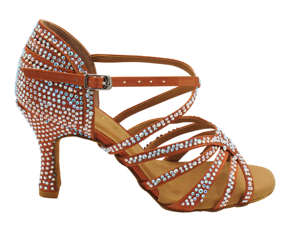 2935BlingTwo Dark Tan Satin with 3" Heel (5059) in the photo