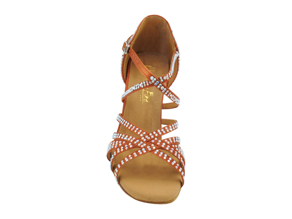 2937Bling Dark Tan Satin with 3.5" Stiletto Heel (575) in the photo