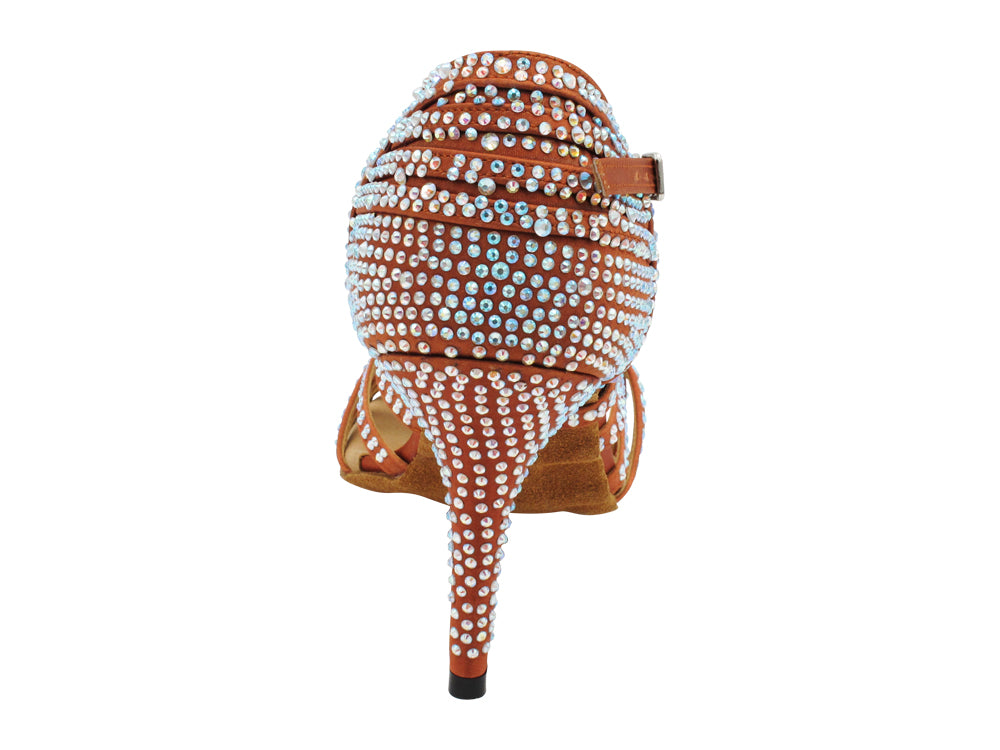 2937Bling Dark Tan Satin with 3.5" Stiletto Heel (575) in the photo