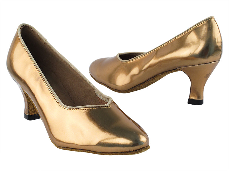 3007_6806 116 Gold_Copper_ Patent PU with 2.5" Low Heel in the photo