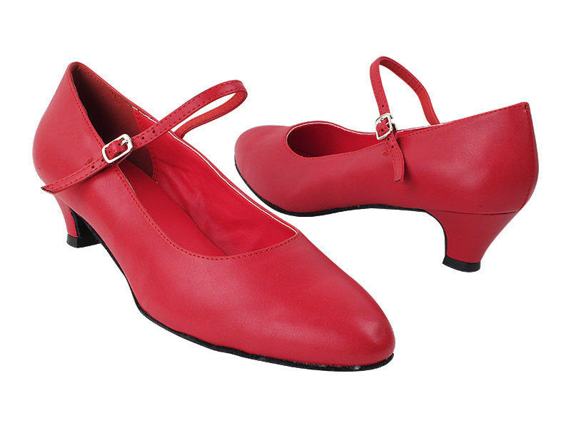 3008_1682 Red Leather with 1.3 inch Cuban Heel in the photo