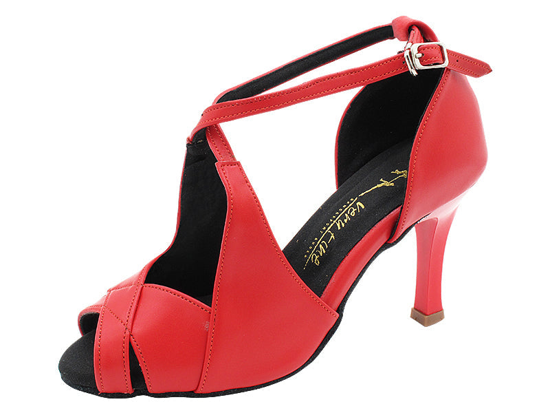 3030LEDSS Red Leather with 3 INCH SQUARE RED PLATED HEEL (6652) in the photo
