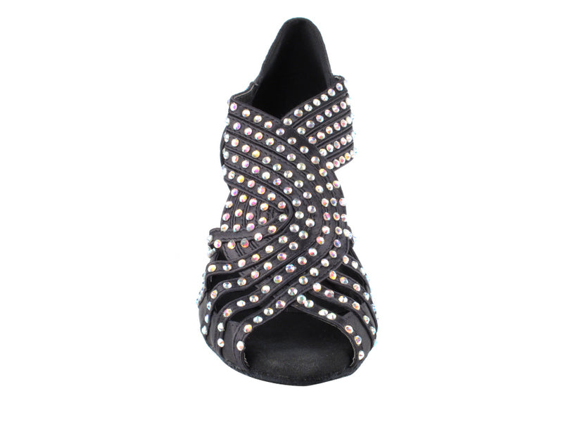 3032Bling Black Satin with 2.5" Heel (2899) in the photo