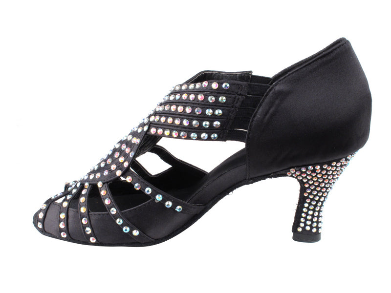 3032Bling Black Satin with 2.5" Heel (2899) in the photo