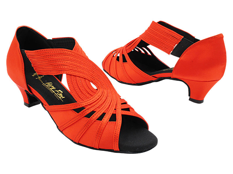 3032LEDSS Red Satin with 1.3" Cuban Heel (387) in the photo