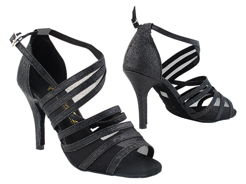 3035LEDSS 03 Black Stardust & Black Mesh with 3.5" STILETTO HEEL (575) in the photo