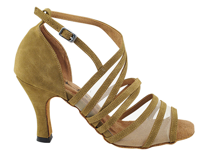 3035LEDSS Brown Nubuck & Flesh Mesh with 3" Heel (6812) in the photo