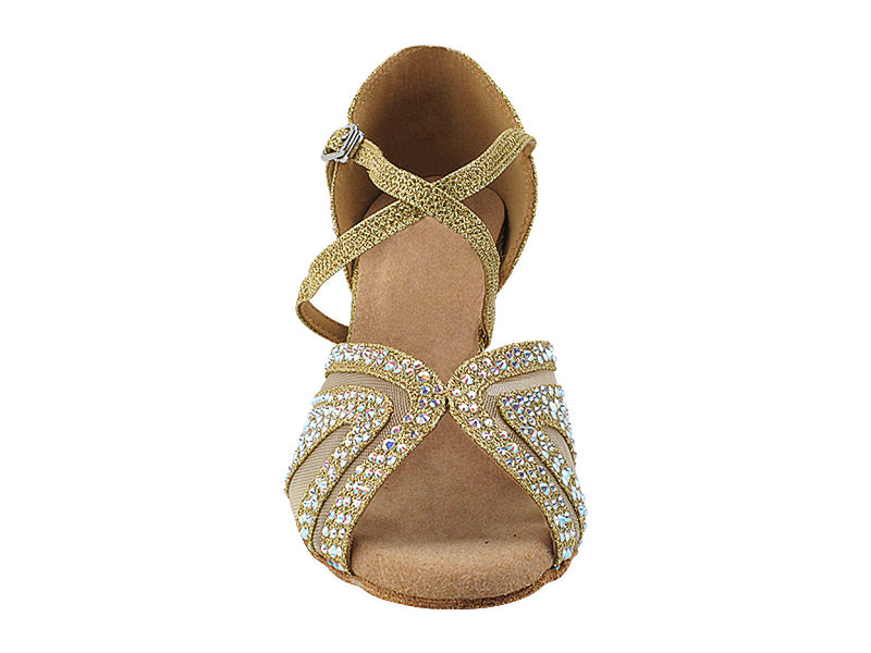 3036Bling Gold Glitter Satin & Mesh with 2.5" Heel (2899) in the photo