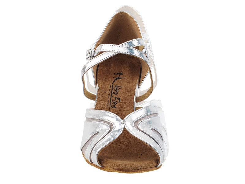 3036LEDSS Silver Leather & Flesh Mesh with 2.5" Heel (2899) in the photo