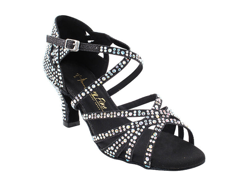 3037Bling Black Glitter Satin with 2.5" Heel (2899) in the photo