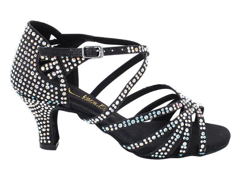 3037Bling Black Glitter Satin with 2.5" Heel (2899) in the photo