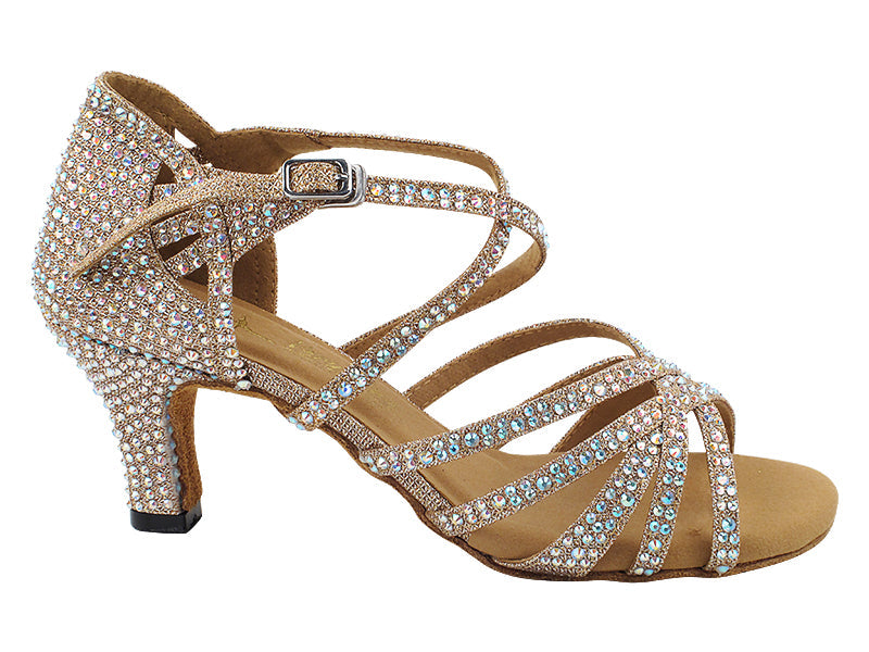 3037Bling Champagne Glitter Satin with 2.5" Heel (2899) in the photo