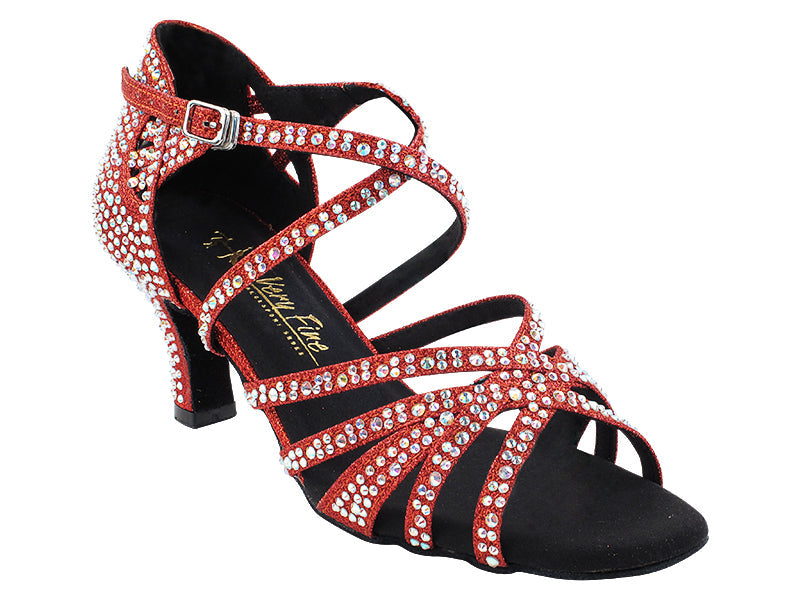 3037Bling Red Glitter Satin with 2.5" Heel (2899) in the photo