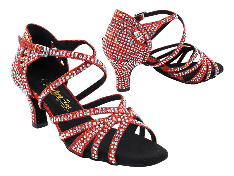 3037Bling Red Glitter Satin with 2.5" Heel (2899) in the photo