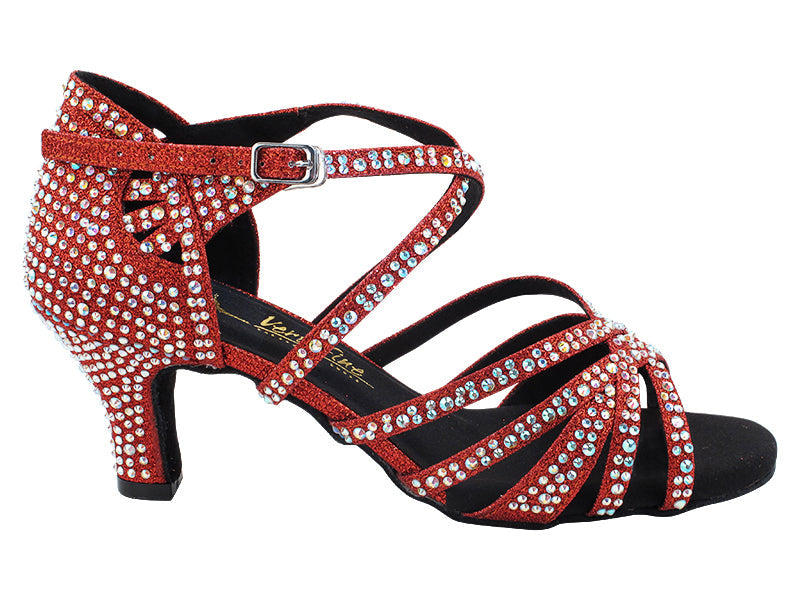 3037Bling Red Glitter Satin with 2.5" Heel (2899) in the photo